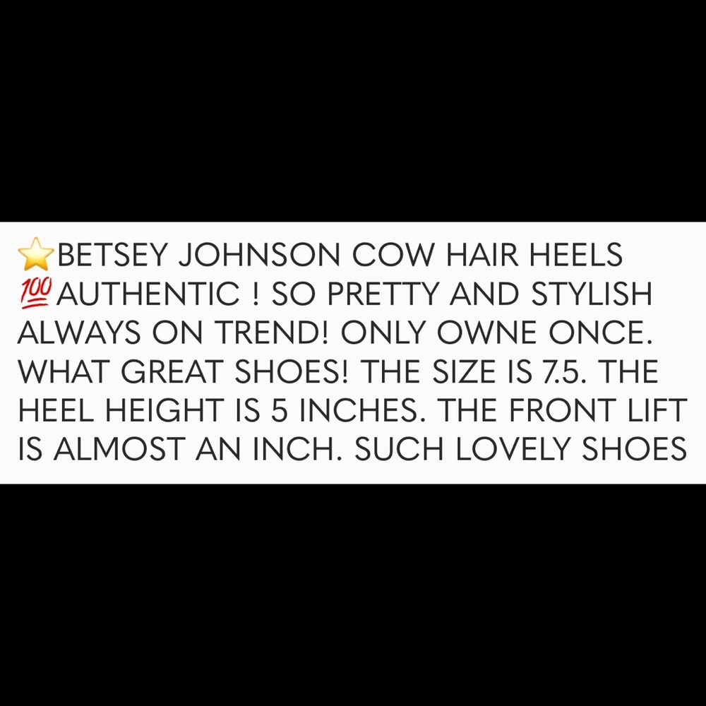 ⭐️BETSEY JOHNSON COW HAIR HEELS 💯AUTHENTIC - Picture 9 of 9